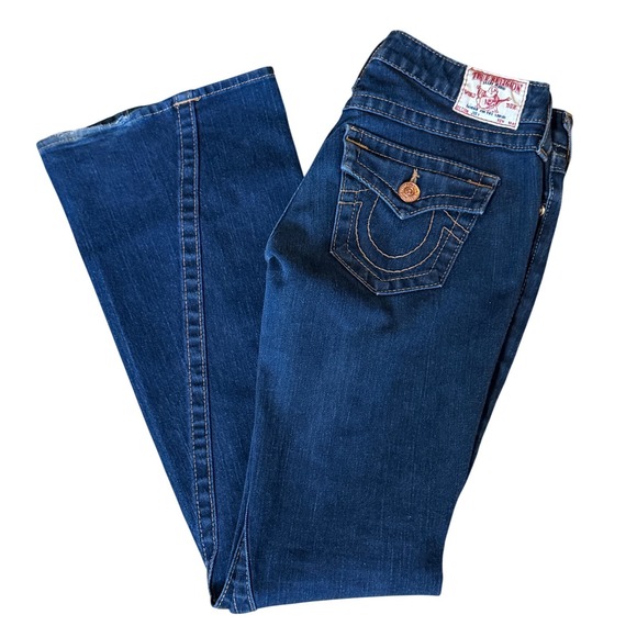 True Religion Denim - True Religion Joey Dark Wash Flare Jeans Made in USA Low Rise Size 26